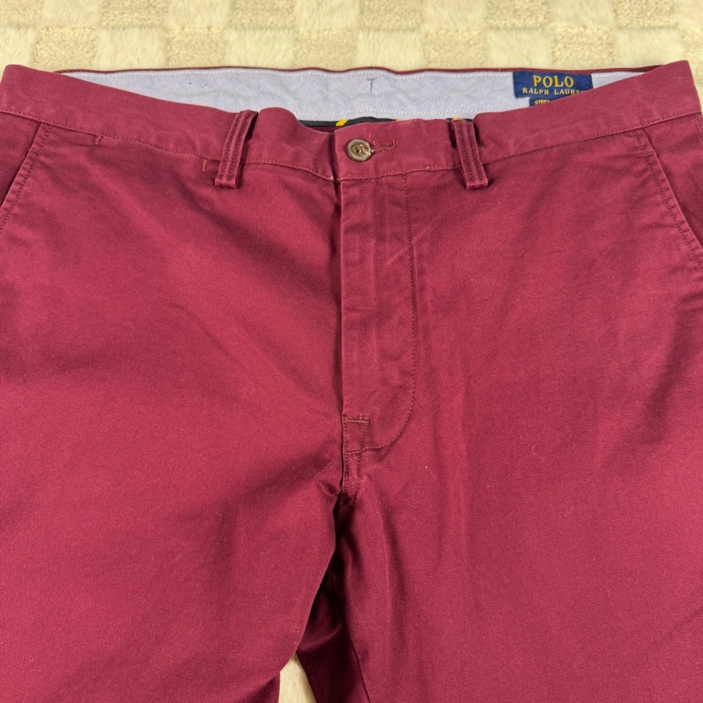 Polo Ralph Lauren Mens Stretch Slim Fit Chino Pants Burgundy Maroon 34 x 29 - Picture 6 of 12